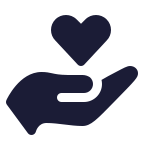 Hand holding heart icon
